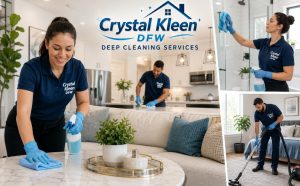 Professional cleaning team performing deep cleaning services in a modern apartment and residential home environment